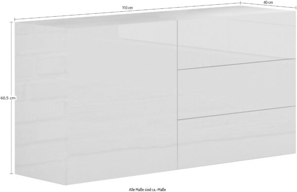 Credenza Metis 110 – 1 anta + 3 cassetti – Antracite Lucido