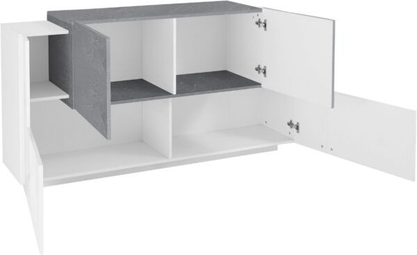 Credenza New Coro 160 – 4 ante – Bianco Lucido/Ardesia
