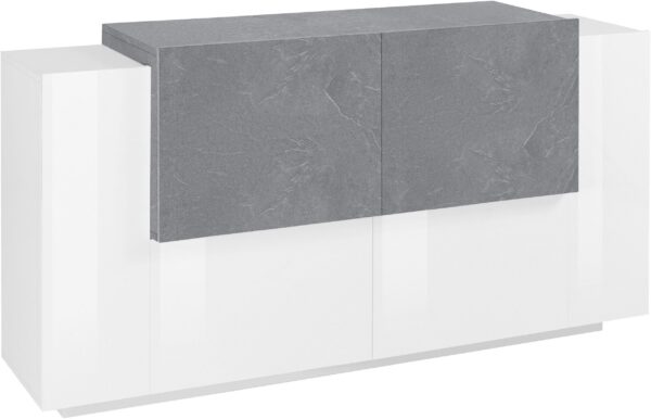 Credenza New Coro 160 – 4 ante – Bianco Lucido/Ardesia