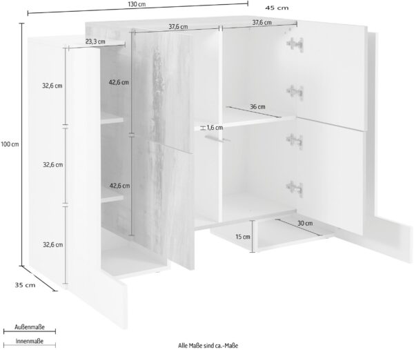 Madia Pillon 130 – 2+4 ante – Bianco Lucido