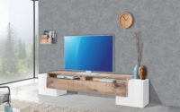 Porta TV Pillon 210 – 2+1 ante – Bianco Lucido/Acero Pereira
