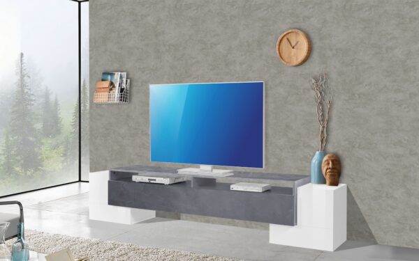 Porta TV Pillon 210 – 2+1 ante – Bianco Lucido/Report