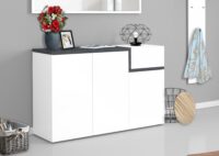 Scarpiera Zet 120 – 3 ante + 1 ribalta – Bianco Lucido/Ardesia