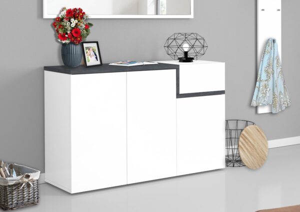 Scarpiera Zet 120 – 3 ante + 1 ribalta – Bianco Lucido/Ardesia