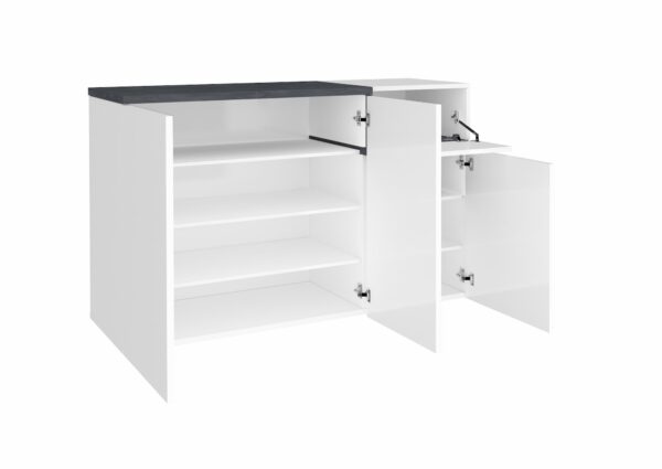 Scarpiera Zet 120 – 3 ante + 1 ribalta – Bianco Lucido/Ardesia