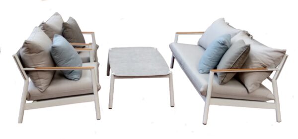 Set cassis MOIA in alluminio bianco e teak bianco