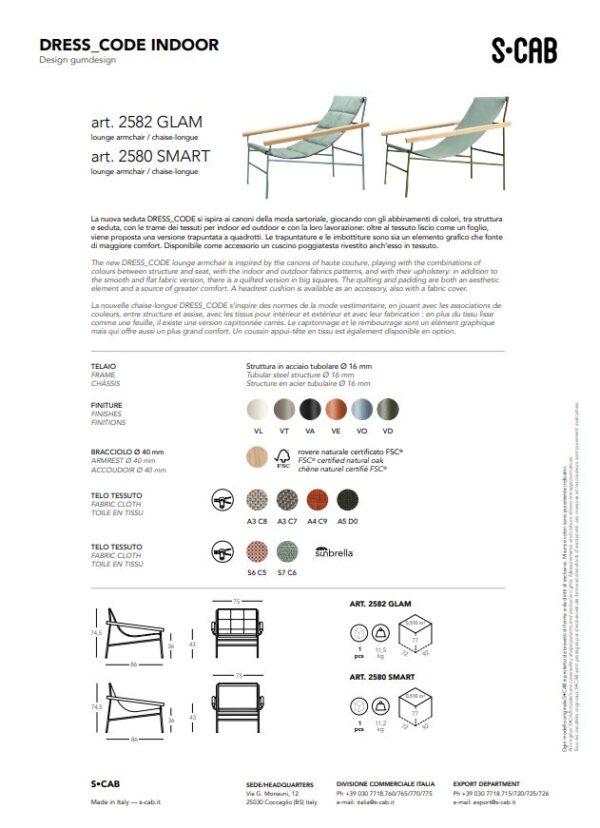 SEDUTA DRESS CODE SMART PER INDOOR MADE IN ITALY SCAB DESIGN