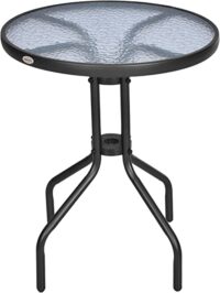 TAVOLO TONDO IN METALLO CON TOP IN VETRO, CASACOLLECTION