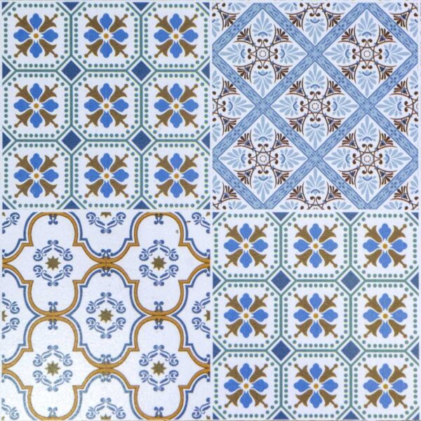 Tavolo mosaico metallo Taviano tondo con 2 sedie cm ø60h71