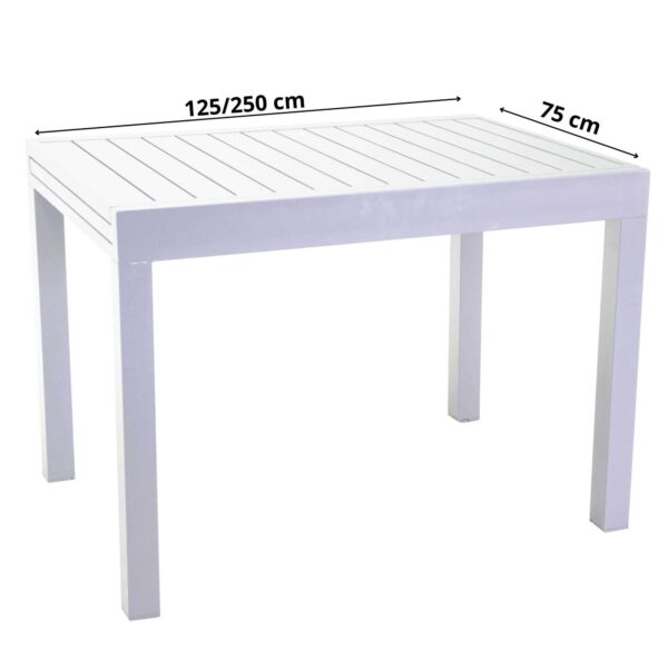 Tavolo alluminio Cleveland allungabile bianco cm125/250x75h75