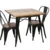 Tavolo ferro new bristol top legno neroquadro cm80x80h76