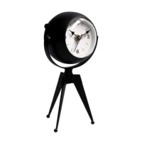Orologio da tavolo metallo nero quadrante bianco cm11x8h20