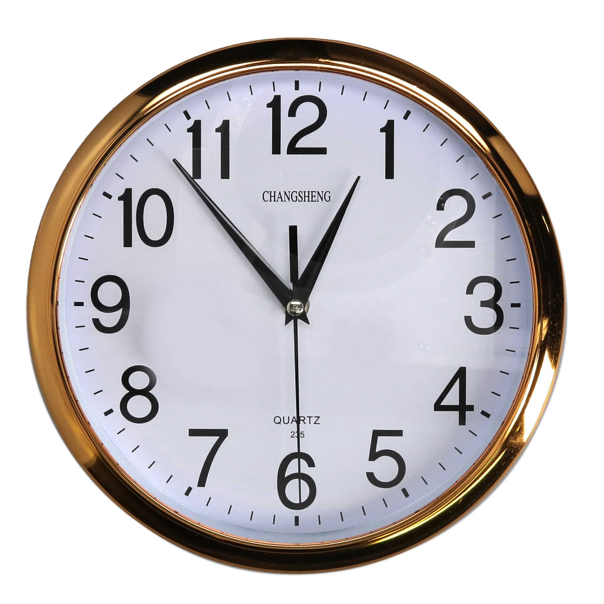 Orologio plastica bianco bordo oro tondo cm ø26