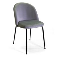 Set di 4 Sedie velluto Sammi grigio struttura nero cm50x57h47/77,5