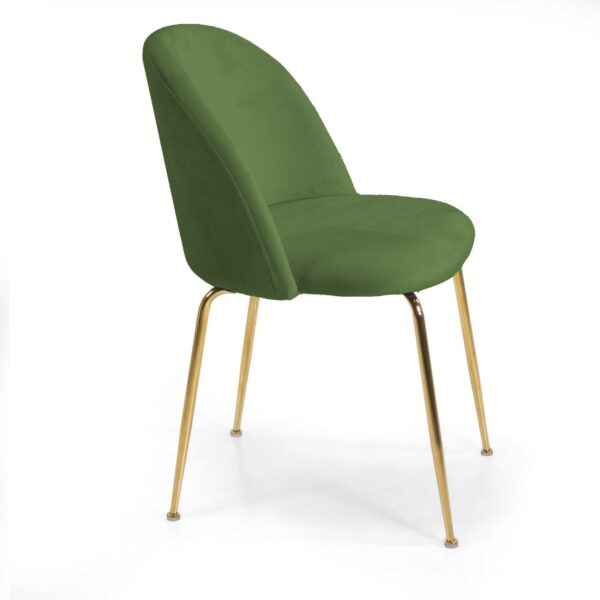 Set di 4 Sedie velluto Sammi verde struttura oro cm50x57h47/77,5