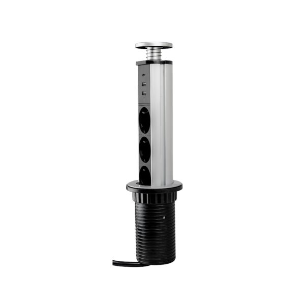 Multiconnettore estraibile Vertikal A+C, EU, Verniciato alluminio, Tecnoplastica e Alluminio.