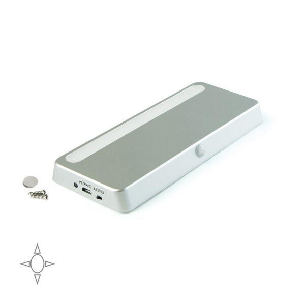 Luminaria LED ricaricabile Kraz con sensore di movimento, 1 W, Verniciato alluminio, Tecnoplastica