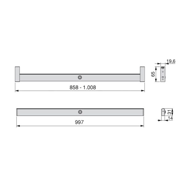 Barra appendiabili per armadi Polux con luce LED con sensore di movimento, 1.008, Anodizzato opaco.
