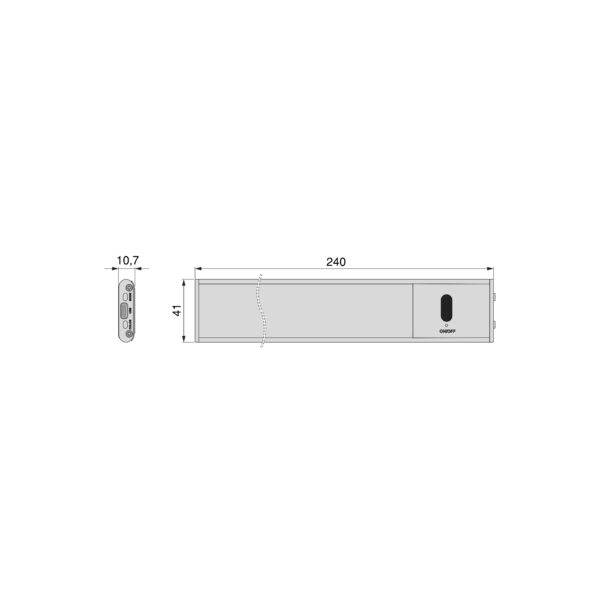 Applique LED Kaus Black ricaricabile via USB con sensore tattile di prossimità, 240mm, Verniciato nero
