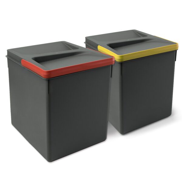 Contenitori per cassetti da cucina Recycle, Altezza 266, 2x15, Plastica grigio antracite, Tecnoplastica.