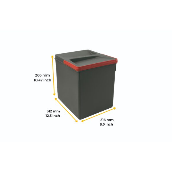 Contenitore per cassetti da cucina Recycle, Altezza 266, 1x15, Plastica grigio antracite, Tecnoplastica.