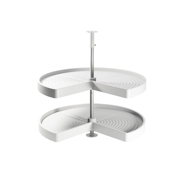 Coppia di cestelli girevole Shelvo 3/4, 800, Plastica bianca, Tecnoplastica e Alluminio.