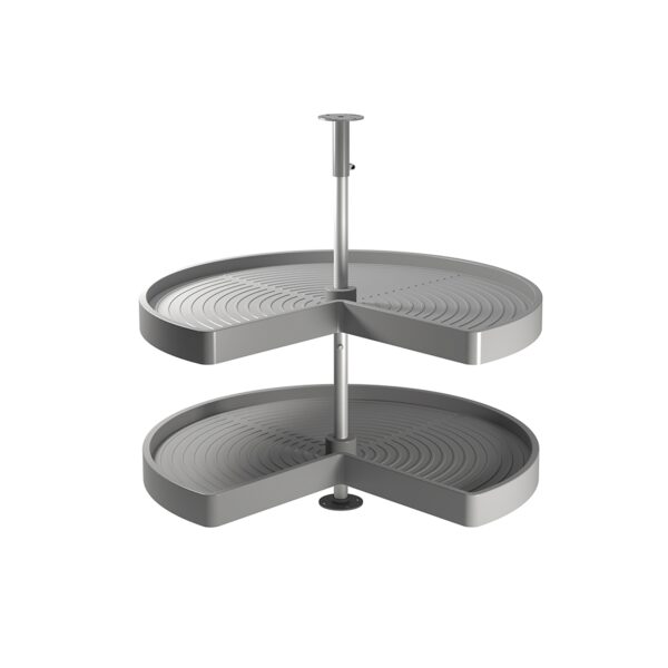 Coppia di cestelli girevole Shelvo 3/4, 800, Plastica grigia, Tecnoplastica e Alluminio.