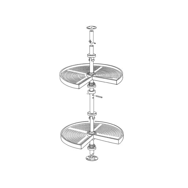 Coppia di cestelli girevole Shelvo 3/4, 800, Plastica grigia, Tecnoplastica e Alluminio.