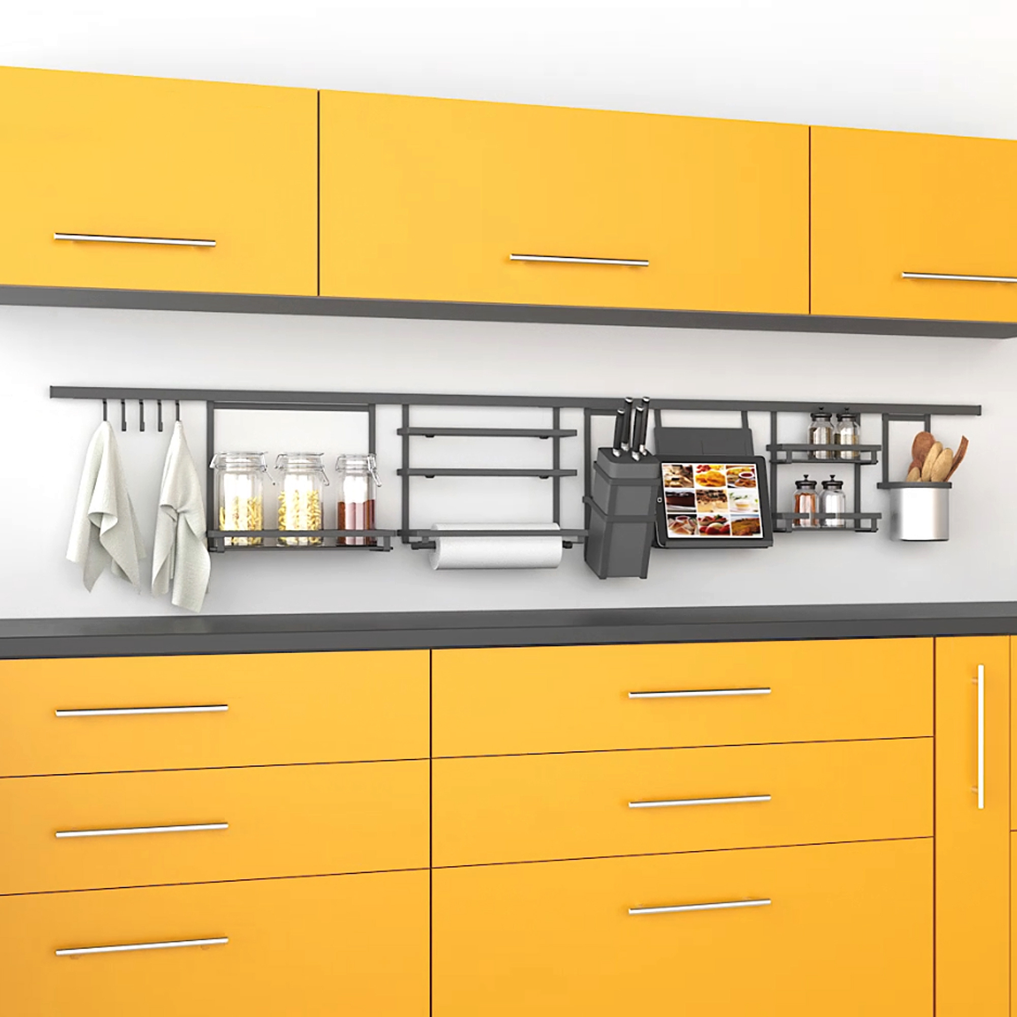 Profilo per accessori da cucina sospesi Titane, 1,1 m, Grigio antracite, Alluminio e Zama