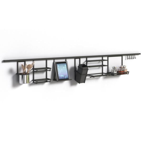 Ripiano per utensili cucina Titane, Grigio antracite, Acciaio.