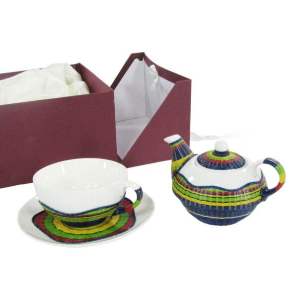 Teiera con tazza decoro bambu' multicoltazza e teiera