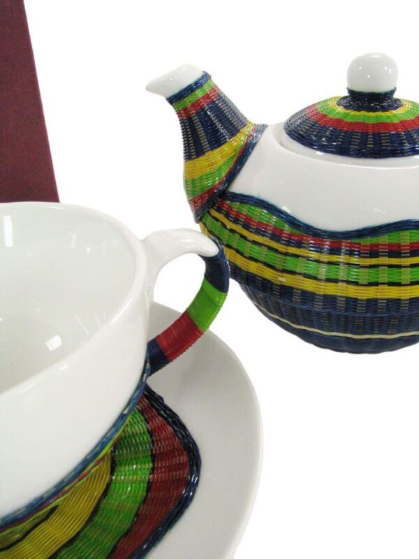 Teiera con tazza decoro bambu' multicoltazza e teiera