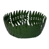 Cestina metallo foglia alloro verde scuro tondo cm ø20h7