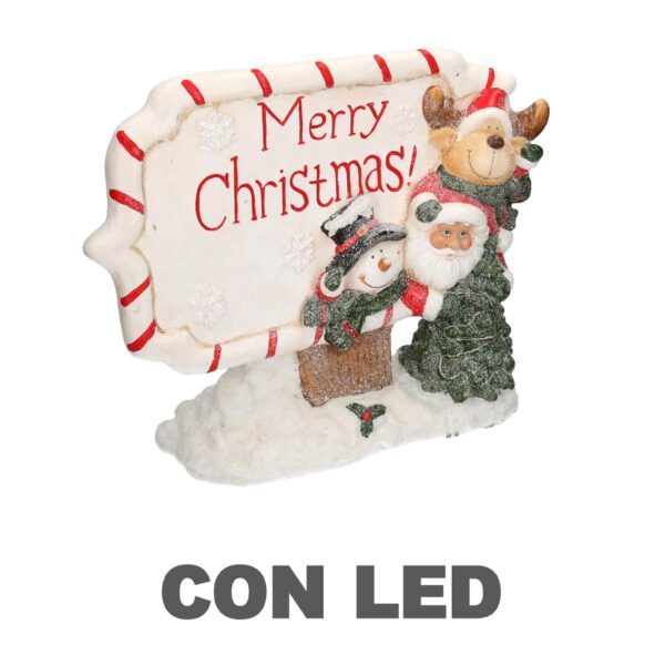Scritta resina bianco rosso con led cm 45x12h36