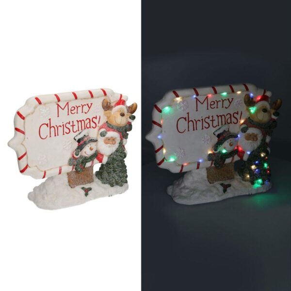 Scritta resina bianco rosso con led cm 45x12h36