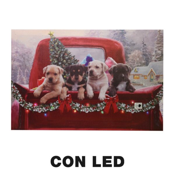 Quadro led legno cani multicolor rettangolare cm 60x40h1,8