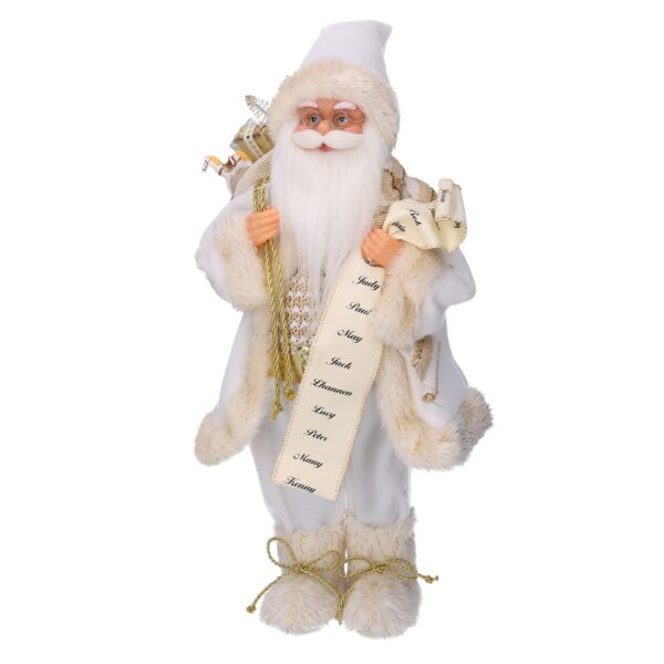 Babbo natale tessuto con regali e listabianco oro cm40x23,5h80