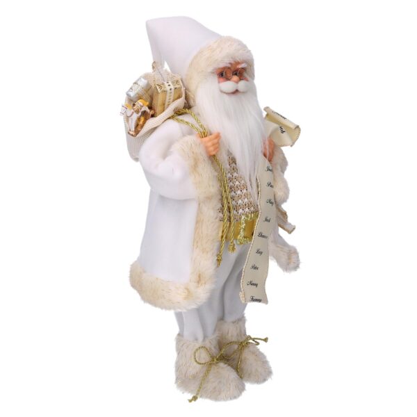 Babbo natale tessuto con regali e listabianco oro cm40x23,5h80