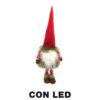 Gnomo tessuto con led rosso cm 25x18h72