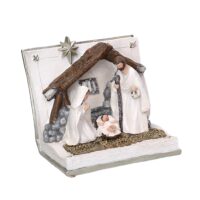 Presepe resina libro bianco cm12x10h10