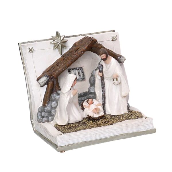 Presepe resina libro bianco cm12x10h10