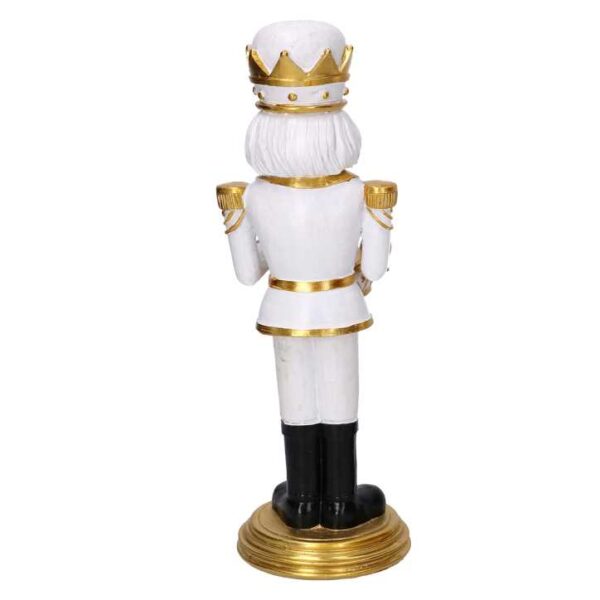Soldatino resinacon tamburo bianco e oro cm 12x11,54h31