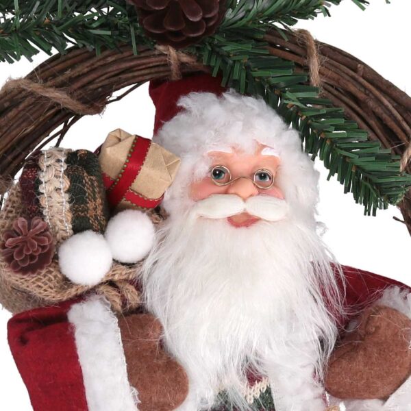 Babbo natale tessuto su ghirlanda verdee rosso cmh32/49
