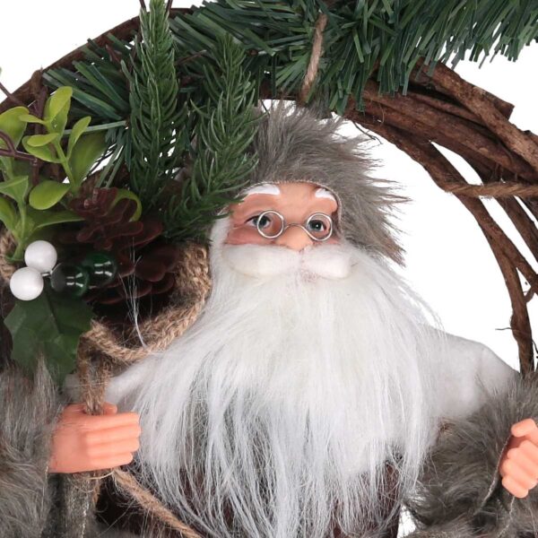 Babbo natale tessuto su ghirlanda bianco cmh32/49