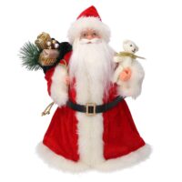 Puntale tessuto Babbo Natale rosso cm ø22h30