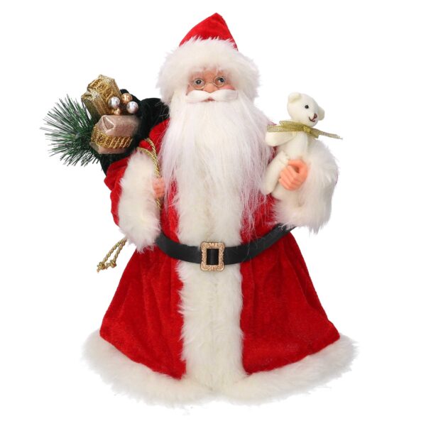 Puntale tessuto Babbo Natale rosso cm ø22h30