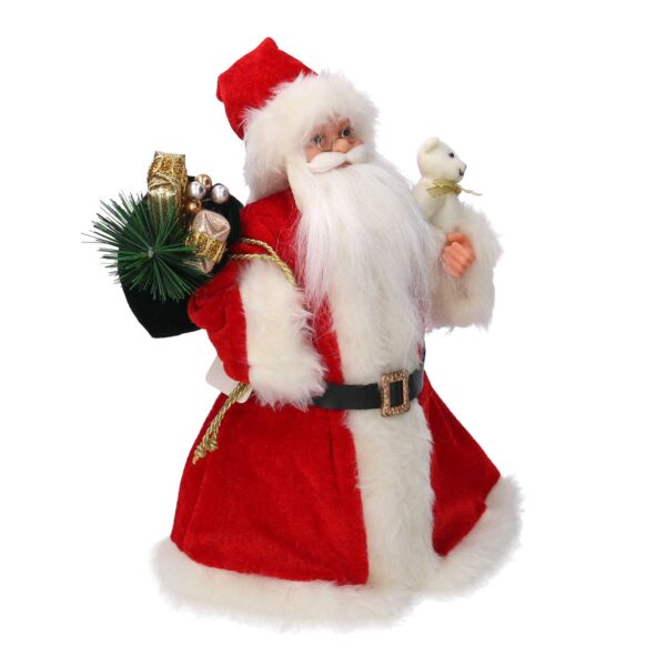 Puntale tessuto Babbo Natale rosso cm ø22h30