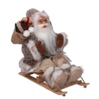 Babbo natale tessuto su slitta marrone cmh30