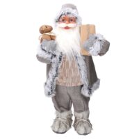 Babbo natale tessuto grigio e beige cmh60