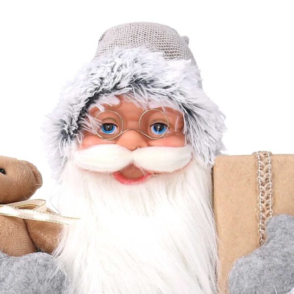 Babbo natale tessuto grigio e beige cmh60